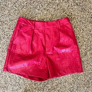 Red Crocodile Pattern Women Shorts